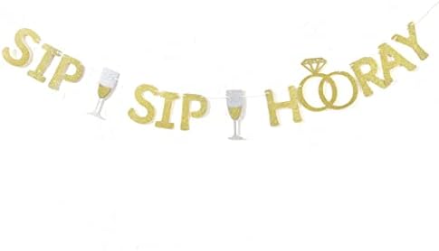 Sip Sip Hooray Banner - Gold Glitter Party Decor