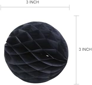8 Piece 3 Inch Honeycomb Party Decor Balls Set Black