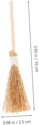 PRETYZOOM 12Pcs Mini Witch Brooms Natural Straw Decor