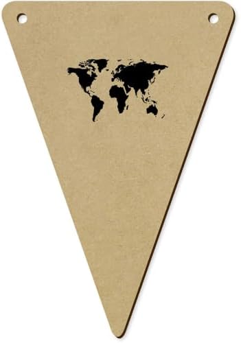 Azeeda 5 x 140mm World Map Wooden Bunting Flags