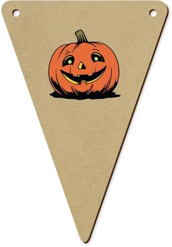 5x140mm Smiling Pumpkin Wooden Bunting Flags