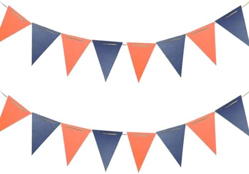 Blue And Orange Double Sided Triangle Pennant Banner Pack of 30