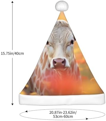 QINZHENG Flower Cow Print Santa Hat for Women Adult