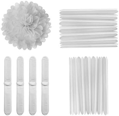 MISU 10 Inch White Tissue Pom Poms DIY Set of 18