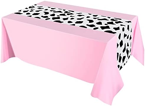 Oudain 4 Pcs Pink Cow Tablecloth for Parties