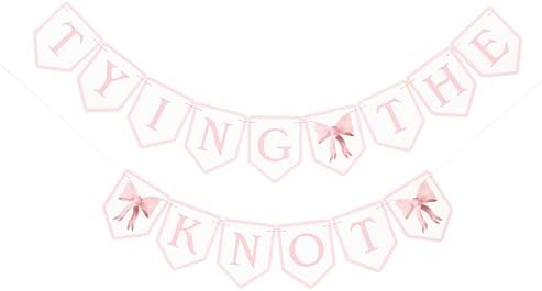 Tying The Knot Pink Bow Banner - Bridal Shower Decor