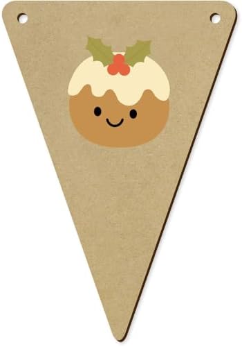 5 x 140mm Christmas Pudding Wooden Bunting Flags BN00090750