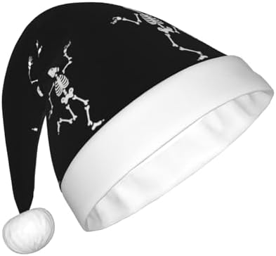QINZHENG Skeleton Print Santa Hat for Women