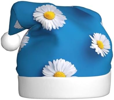 QINZHENG White Daisy Print Santa Hat for Women Adult
