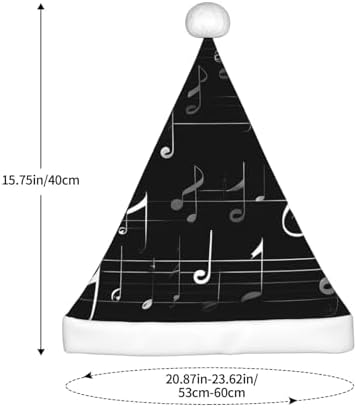 QINZHENG Black Music Notes Print Santa Hat for Women