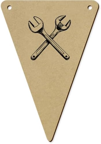 Azeeda 5 Piece Crossed Wrenches Wooden Bunting Flags