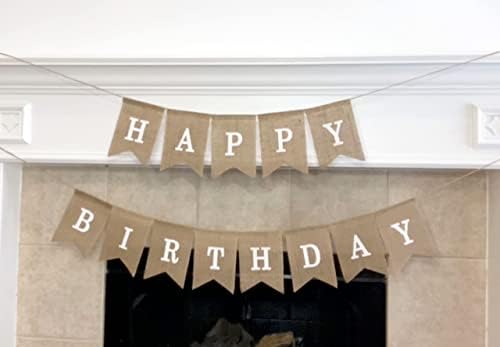 Burlap Happy Birthday Banner for Farmhouse Party Decorations