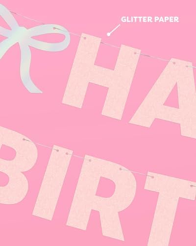 XO Fetti Happy Birthday Banner with Foil and Pink Glitter