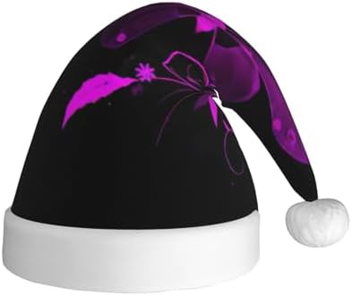 QINZHENG Purple Black Butterfly Print Santa Hat