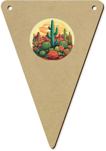 5 x 140mm Cactus Garden Wooden Bunting Flags