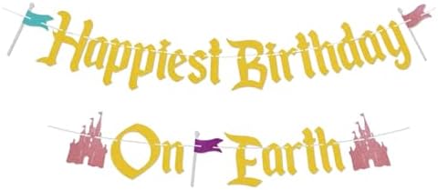 Happiest Birthday On Earth Banner Castle Theme Hanging Decoration