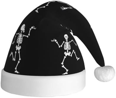 QINZHENG Skeleton Print Santa Hat for Women
