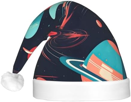 QINZHENG LED Christmas Hat with Space Planets Print for Adults