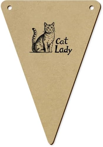 5 Piece Cat Lady with Cat Wooden Bunting Flags