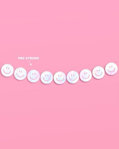 XO Fetti Smiley Banner - Iridescent 5 Ft
