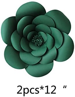 LG-Free 2pcs 12inch Dark Green Paper Flower Backdrop Set