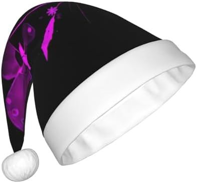 QINZHENG Purple Black Butterfly Print Santa Hat