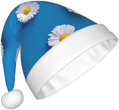 QINZHENG White Daisy Print Santa Hat for Women Adult