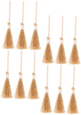 PRETYZOOM 12Pcs Miniature Witch Brooms Halloween Decor