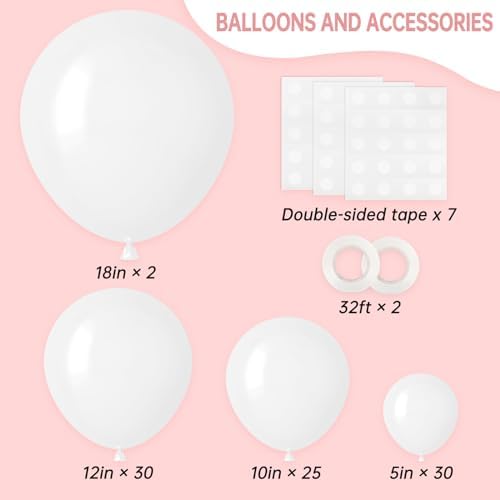 RUBFAC 87pcs White Balloons Kit for Garland Arch Decorations