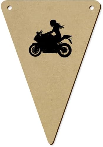 Azeeda 5pcs Female Bikerider Wooden Bunting Flags