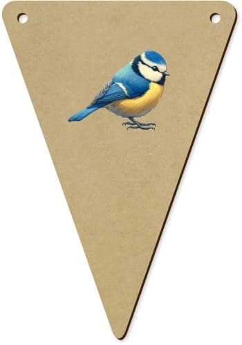 5 x 140mm Blue Tit Facing Right Wooden Bunting Flags