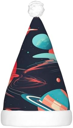 QINZHENG LED Christmas Hat with Space Planets Print for Adults