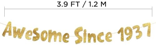 Awesome Since 1937 Gold Glitter Banner 88th Birthday Decor