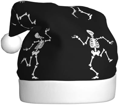 QINZHENG Skeleton Print Santa Hat for Women