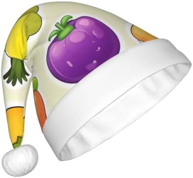 Personalized Santa Hat with Cartoon Vegetable Fruits Print
