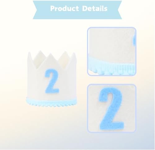 Birthday Crown for 2 Year Old Cream White with Blue Number