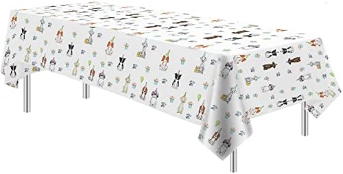 Xigejob Puppy Dog Birthday Tablecloth Set - 4 Pack 54x108 Inches