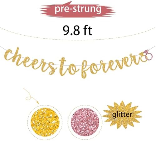 Cheers To Forever Gold Glitter Banner Pre-Strung