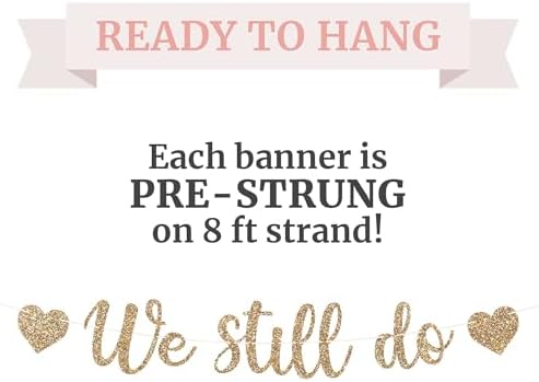 Pre-Strung Gold Glitter Anniversary Banner - No DIY