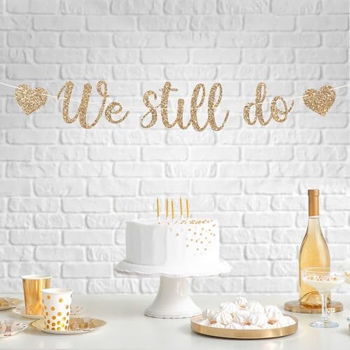 Pre-Strung Gold Glitter Anniversary Banner - No DIY
