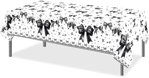 Lide Road 2Pcs Black Bow Tablecloth for Party Decorations