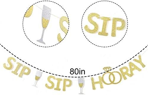 Sip Sip Hooray Banner - Gold Glitter Party Decor