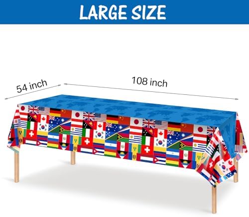 3 Pack International Flag Table Cover for Parties and Celebrations