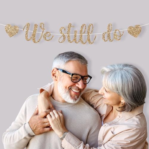 Pre-Strung Gold Glitter Anniversary Banner - No DIY