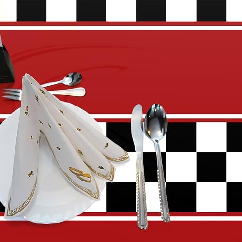 3 Pack Checkered Race Car Tablecloths for Birthday Parties