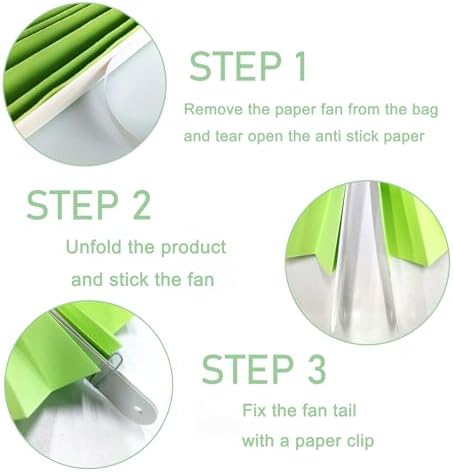 Bart Hew Green Hanging Paper Fans 8in DIY Set 30 Pack