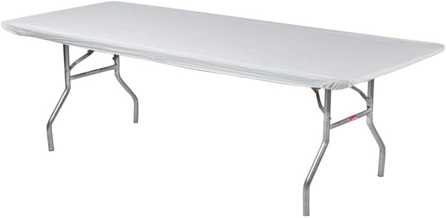 Kwik-Covers 6 Foot Rectangle Plastic Table Covers Bundle of 5 White