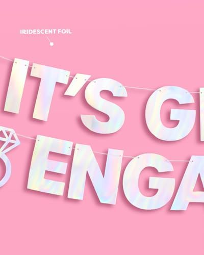 XO Fetti Its Giving Engaged Banner - Iridescent Foil 5 Ft