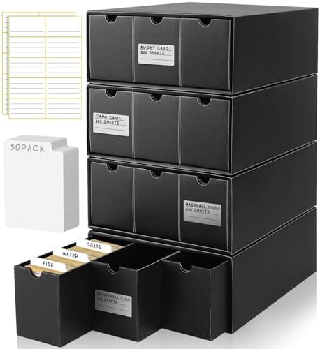Homthy Card Storage Box with 50 Dividers and Labels