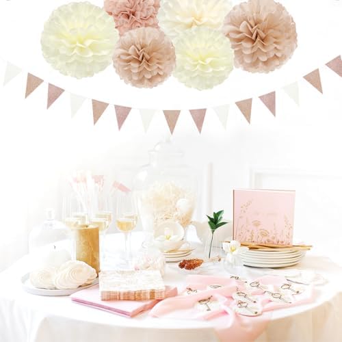 Champagne Gold Beige Boho Party Decor Kit 23pcs